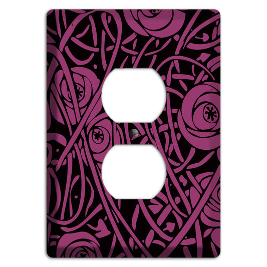 Fuschia Deco Floral Duplex Outlet Wallplate