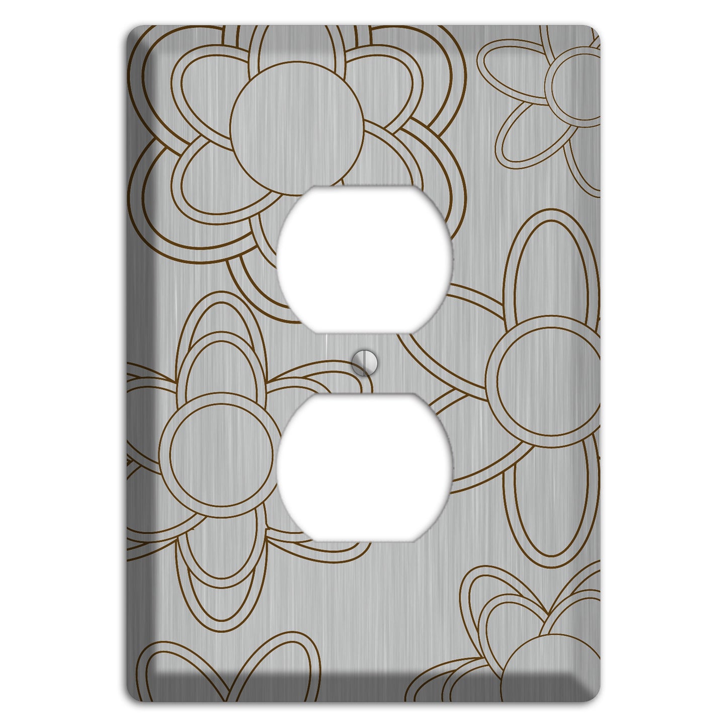 Retro Floral Contour  Stainless Duplex Outlet Wallplate