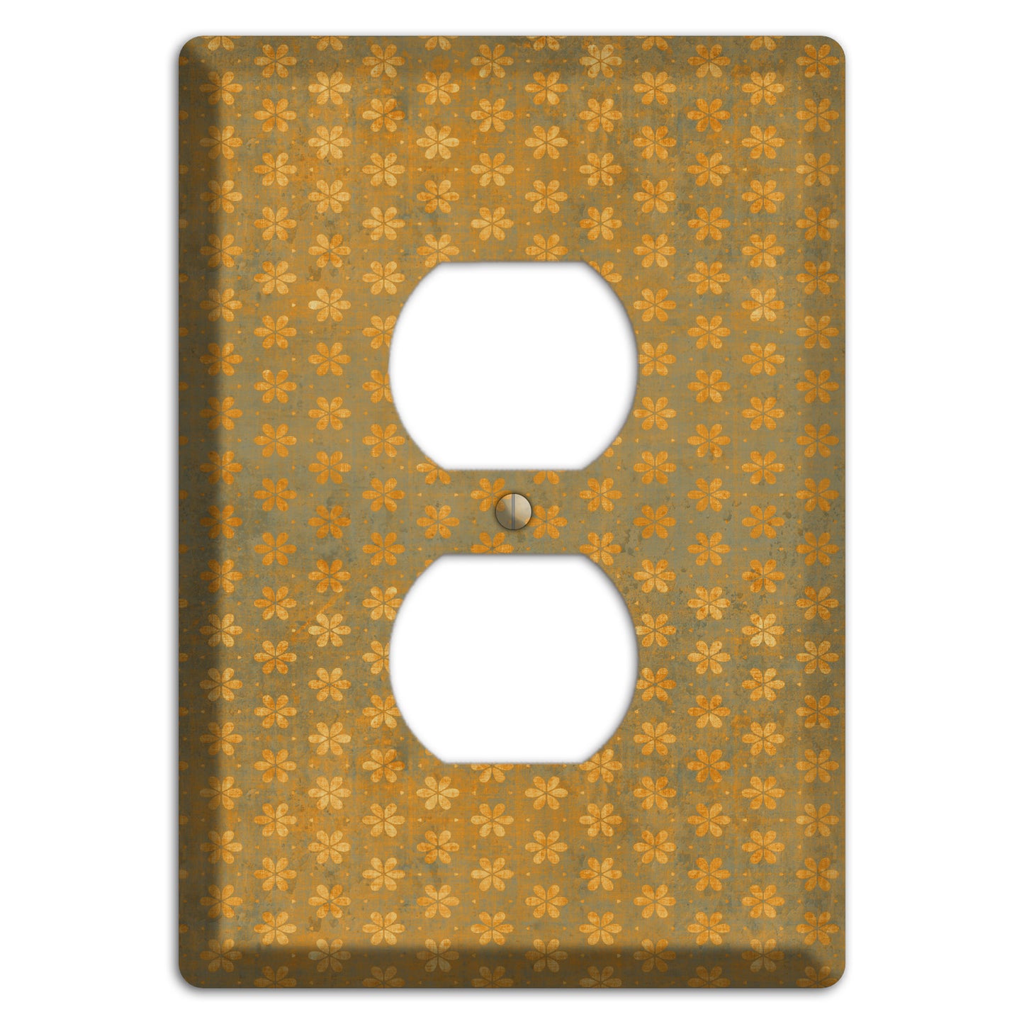 Olive Grunge Floral Contour Duplex Outlet Wallplate