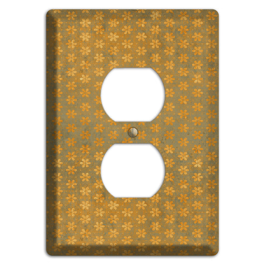 Olive Grunge Floral Contour Duplex Outlet Wallplate