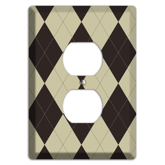 Beige and Black Argyle Duplex Outlet Wallplate