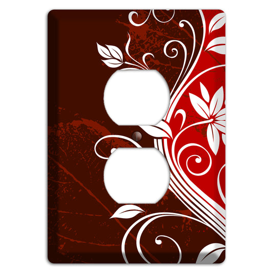 Burgundy and Red Deco Floral Duplex Outlet Wallplate