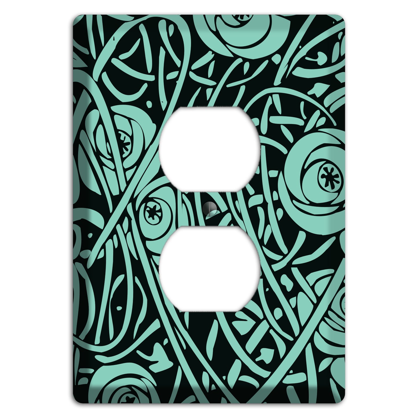 Teal Deco Floral Duplex Outlet Wallplate