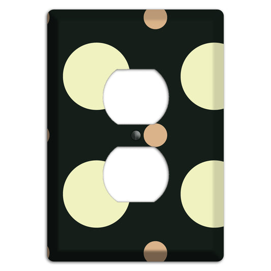 Black with Yellow and Mauve Multi Medium Polka Dots Duplex Outlet Wallplate