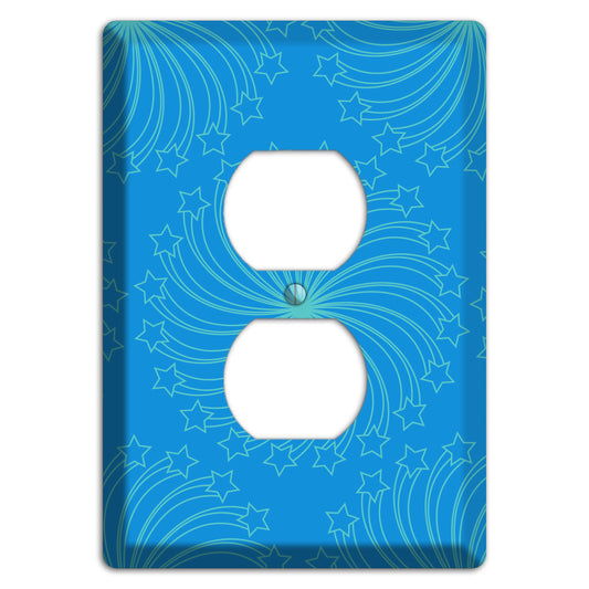 Multi Blue Star Swirl Duplex Outlet Wallplate