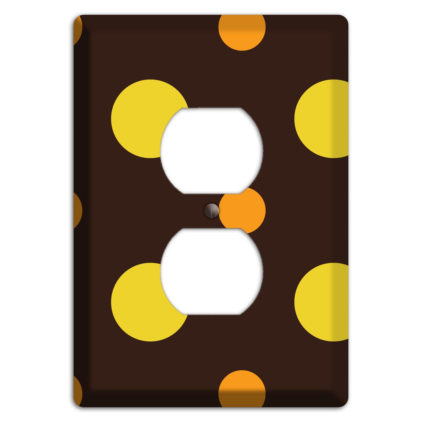 Black with Yellow and Orange Multi Medium Polka Dots Duplex Outlet Wallplate