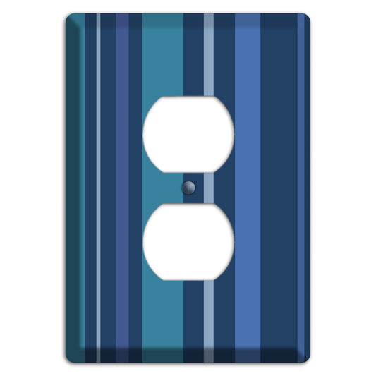 Multi Blue Vertical Stripes Duplex Outlet Wallplate