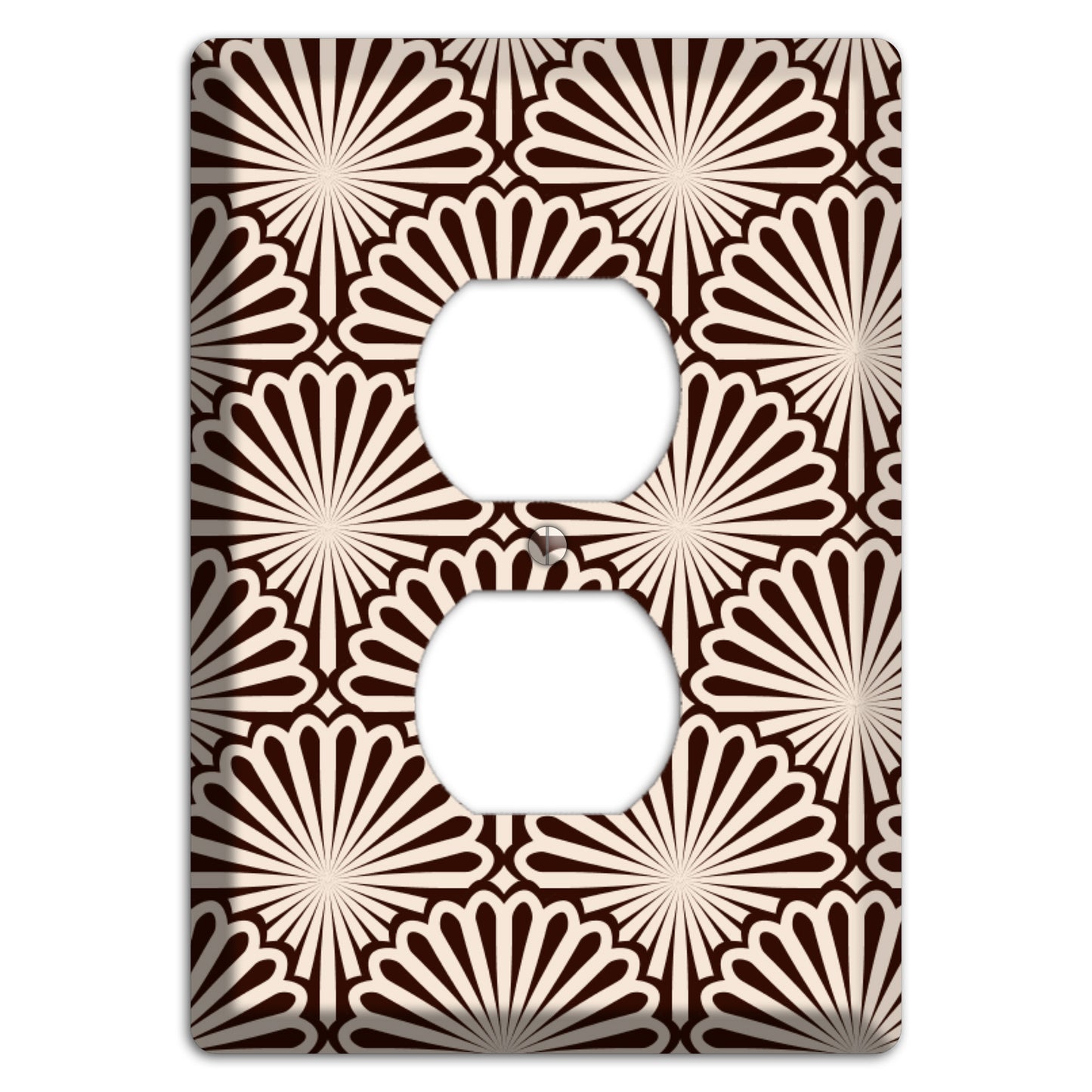 Black and White Deco Scallop Fans Duplex Outlet Wallplate