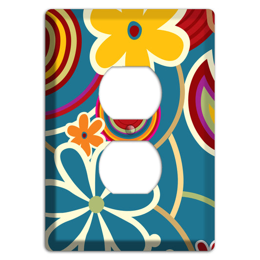 Bold Blue Flowers Duplex Outlet Wallplate