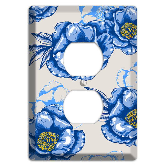 Blue Peony Duplex Outlet Wallplate