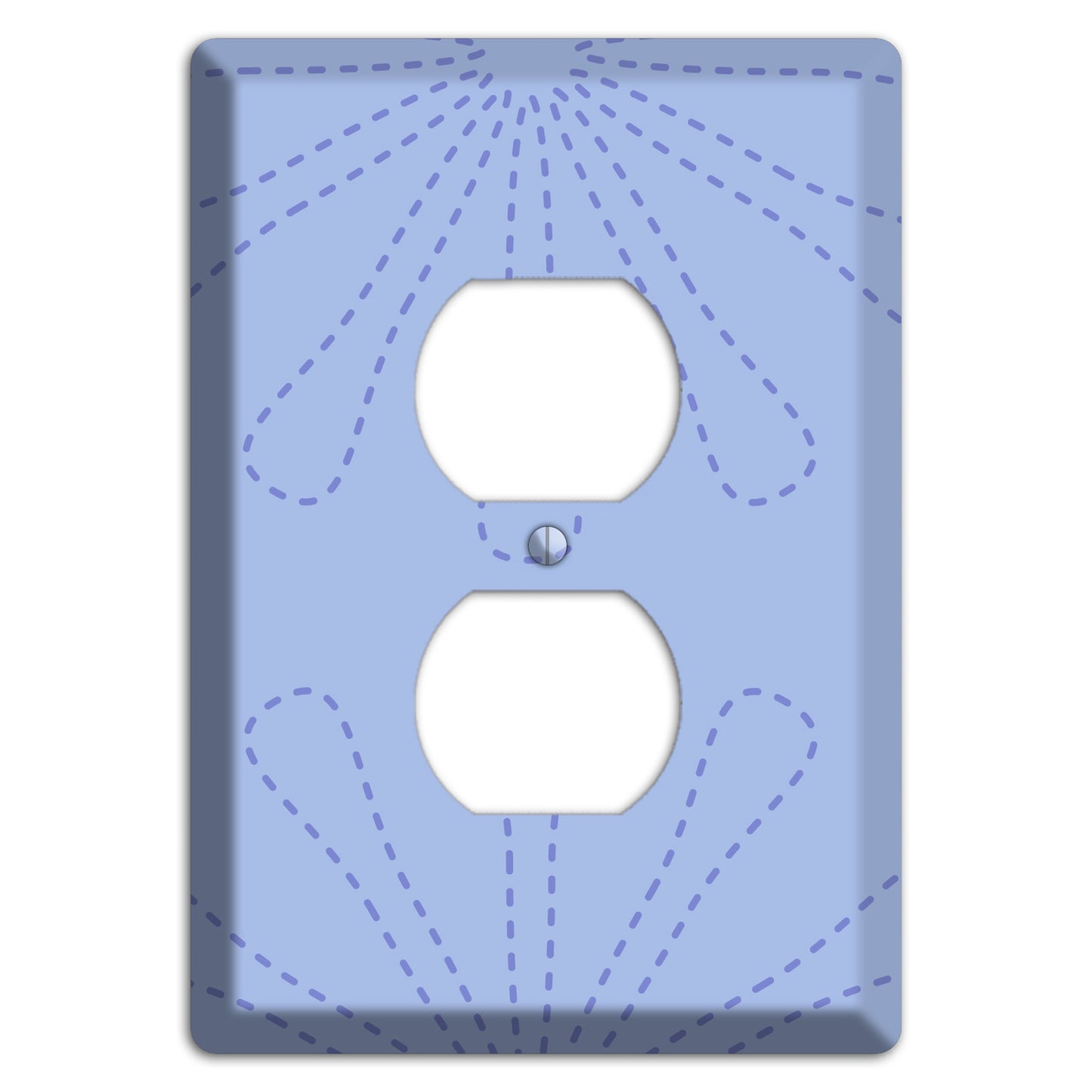 Periwinkle Retro Stipple Floral Contour Duplex Outlet Wallplate