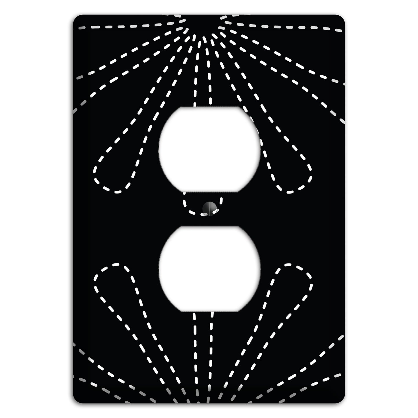 Black with White Retro Stipple Floral Contour Duplex Outlet Wallplate