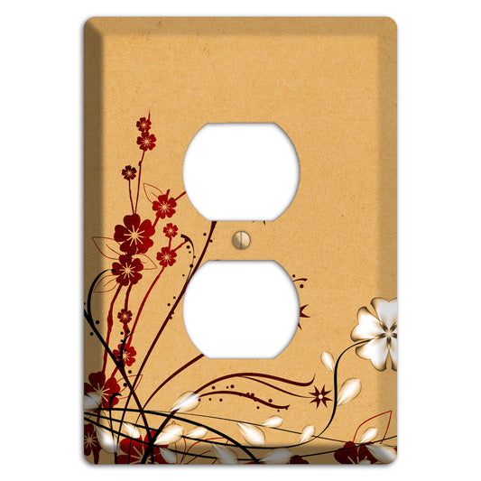 Delicate Red Flowers Duplex Outlet Wallplate