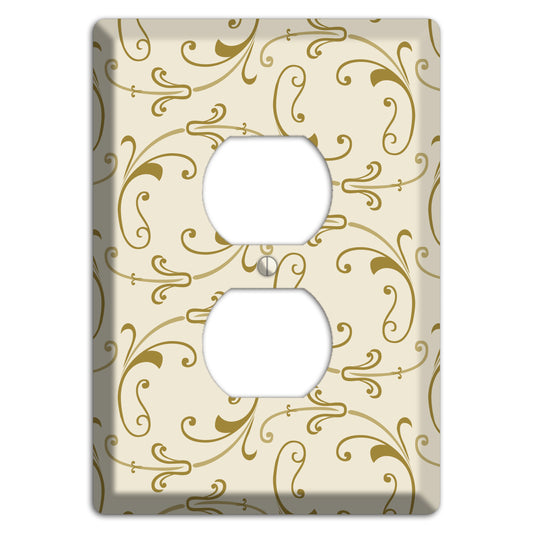 Off White with Gold Victorian Sprig Duplex Outlet Wallplate