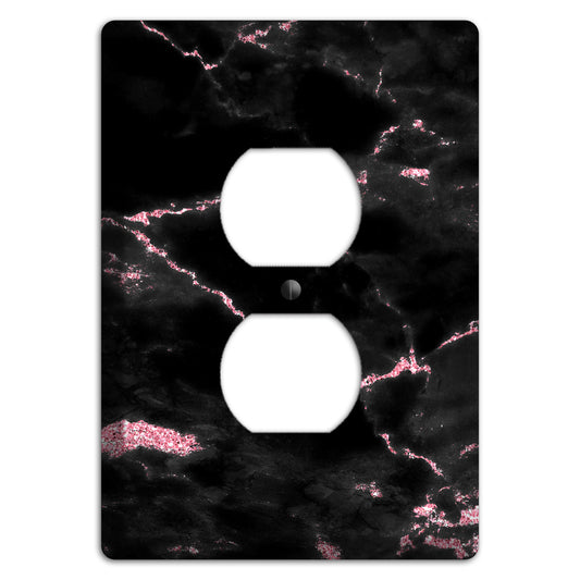 Petite Orchid and Black Marble Duplex Outlet Wallplate