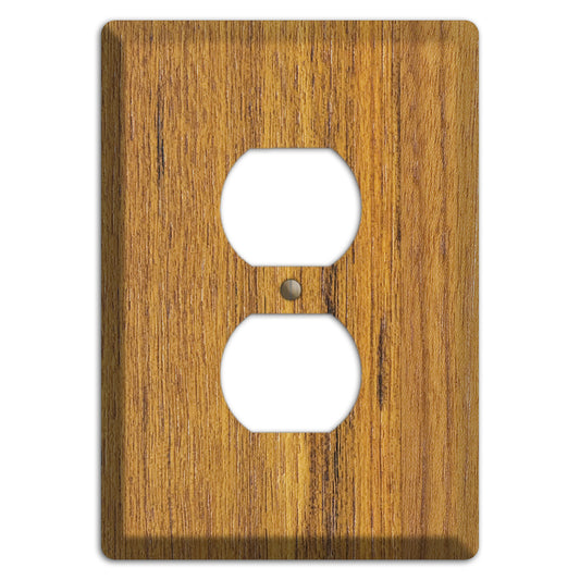 Teak Wood Duplex Outlet Cover Plate