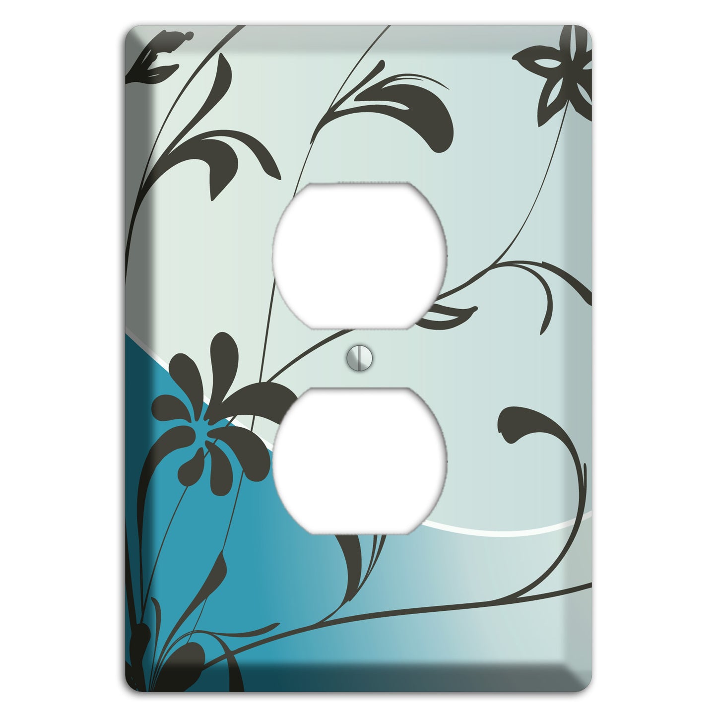 Blue-grey Flowers Duplex Outlet Wallplate