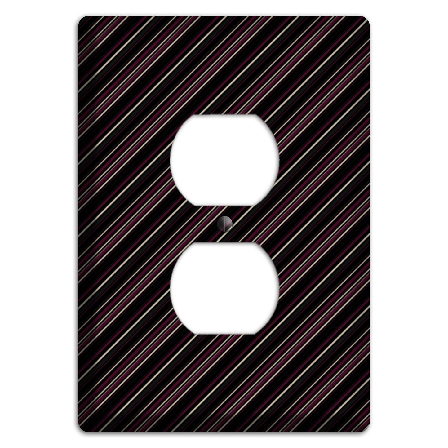 Black with White and Burgundy Angled Pinstripe Duplex Outlet Wallplate