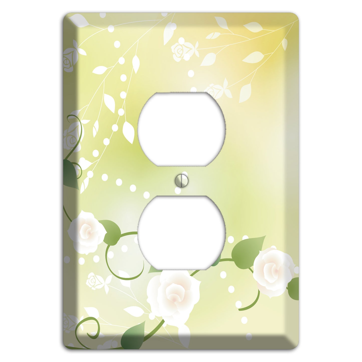 Green Delicate Flowers Duplex Outlet Wallplate