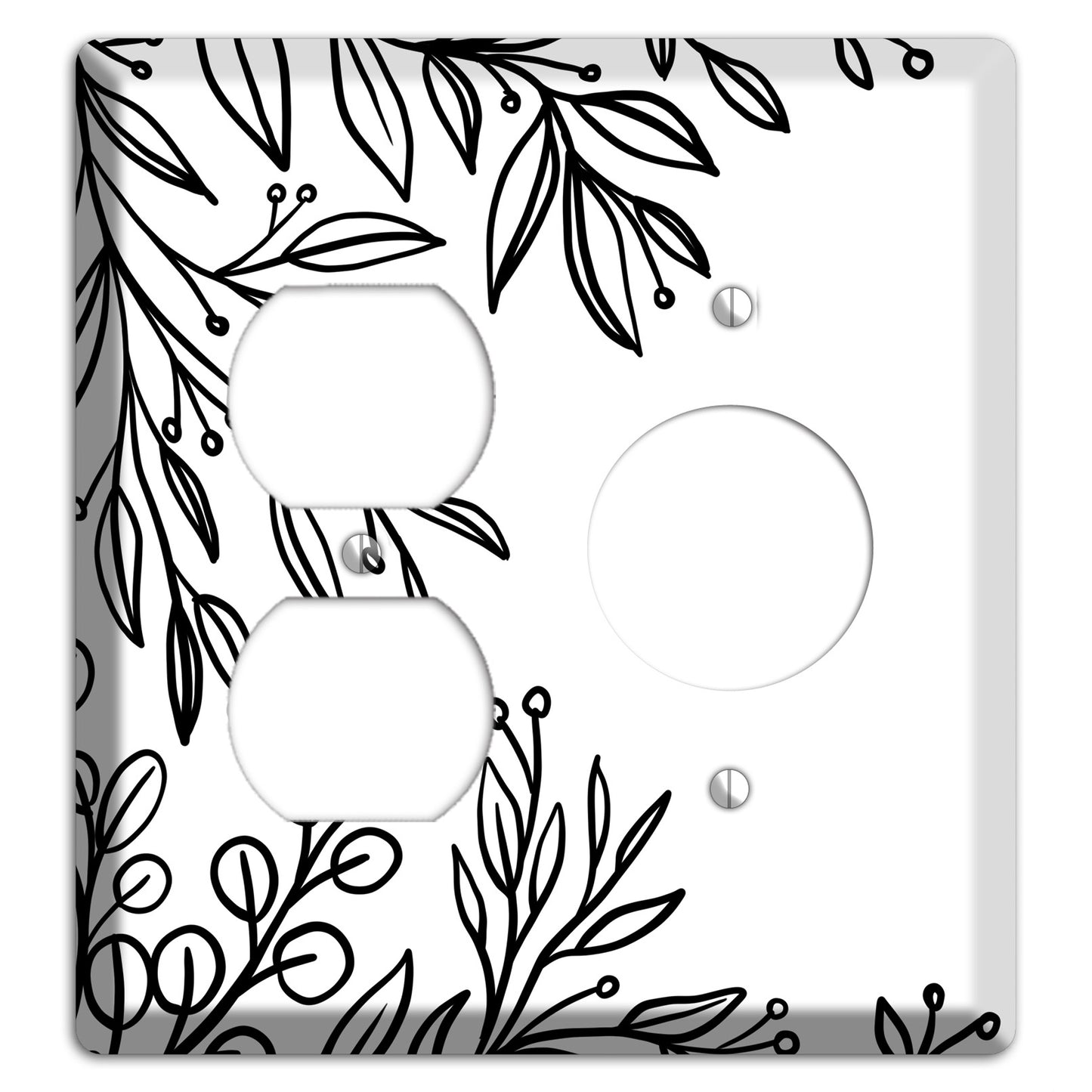 Hand-Drawn Floral 1 Duplex / Receptacle Wallplate