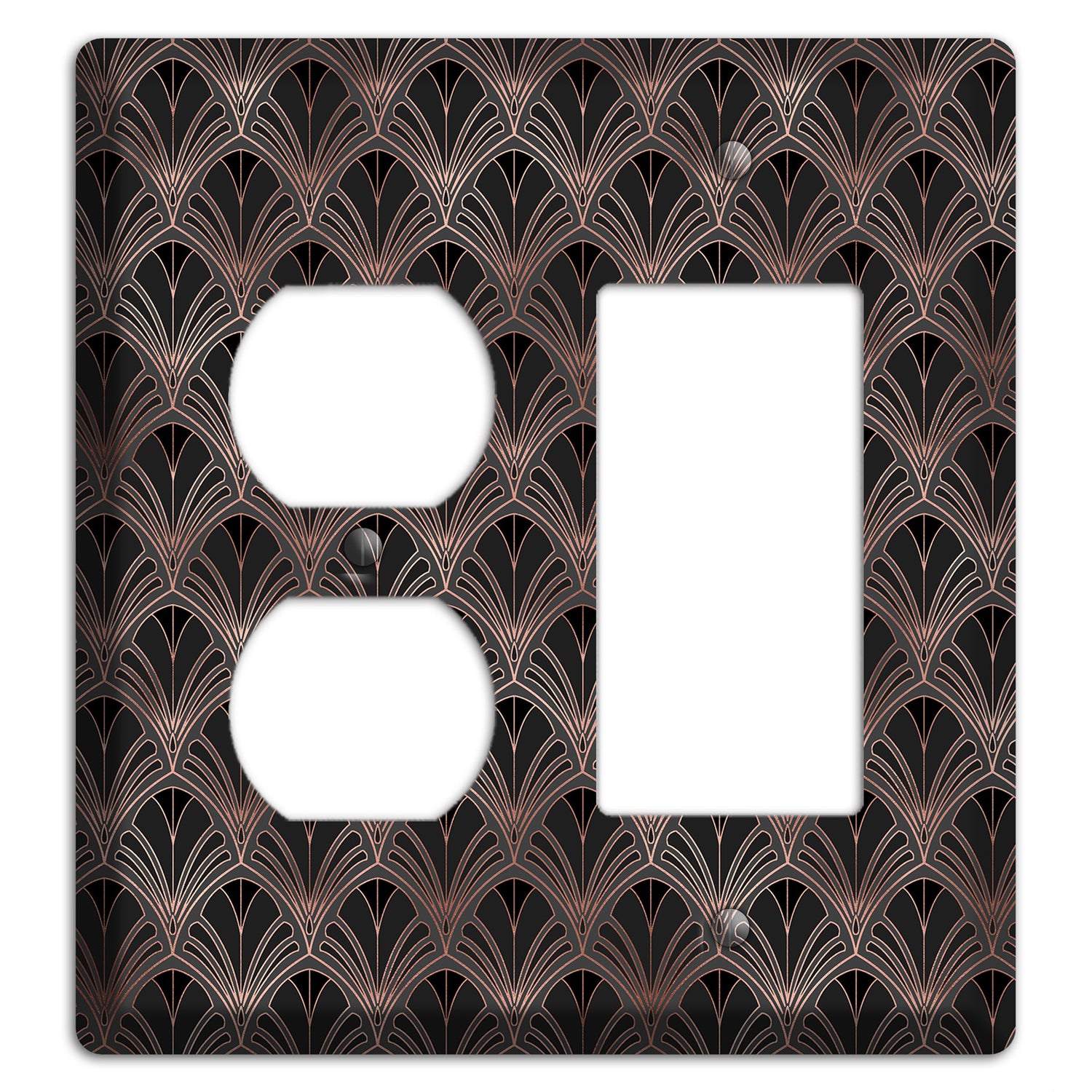 Black and Rose Deco Duplex / Rocker Wallplate