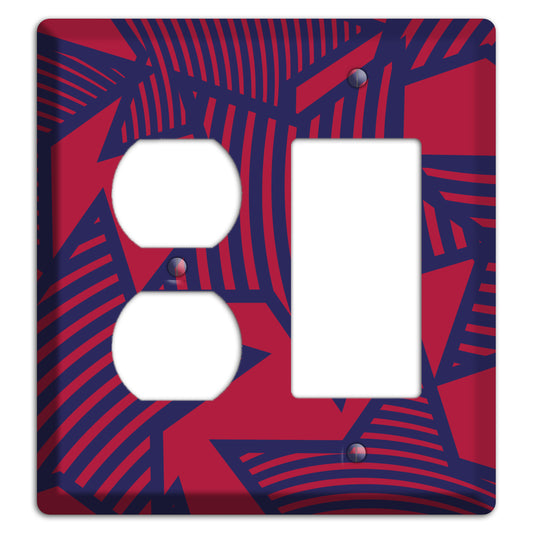 Red with Large Blue Stars Duplex / Rocker Wallplate