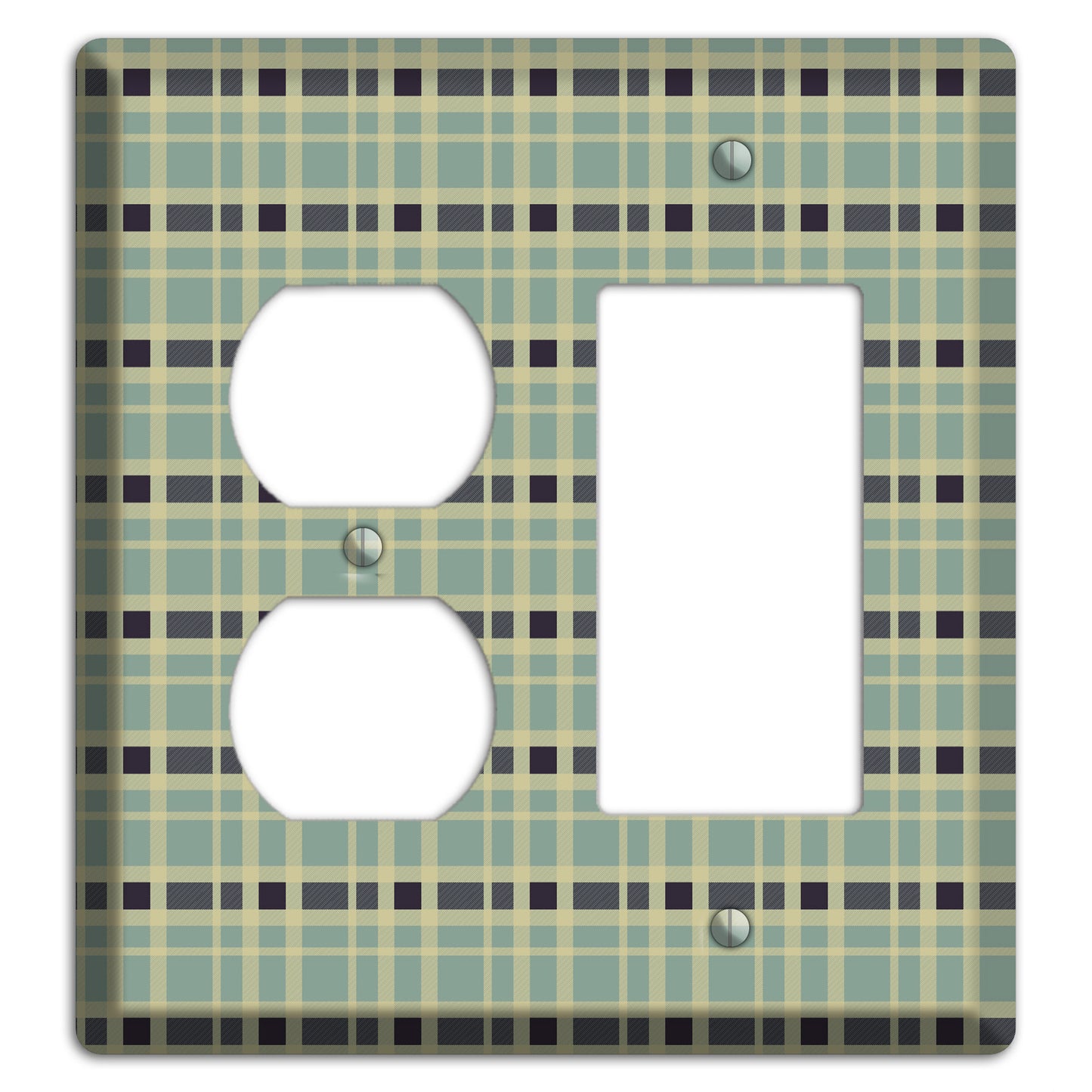 Sage and Black Plaid Duplex / Rocker Wallplate