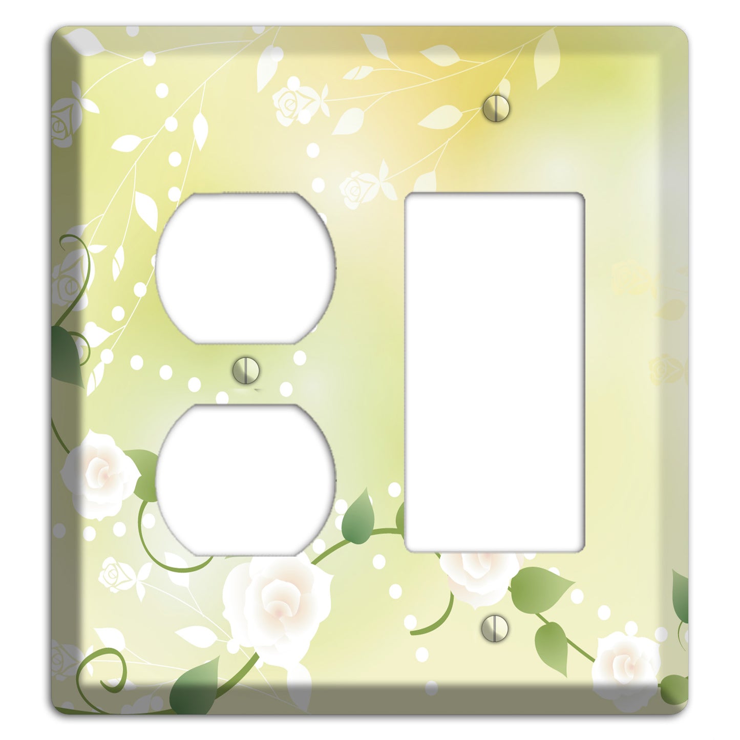 Green Delicate Flowers Duplex / Rocker Wallplate