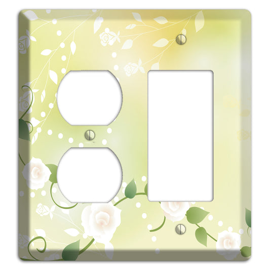 Green Delicate Flowers Duplex / Rocker Wallplate