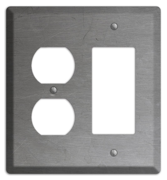 Raw Steel Duplex / Rocker Wallplate