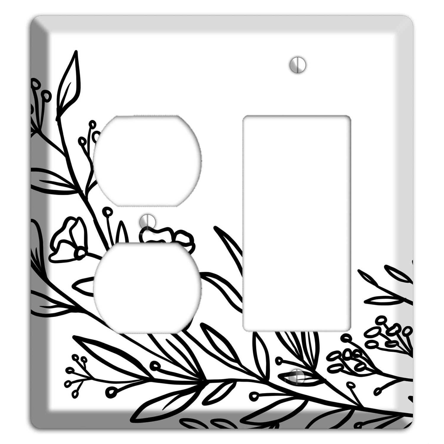 Hand-Drawn Floral 24 Duplex / Rocker Wallplate