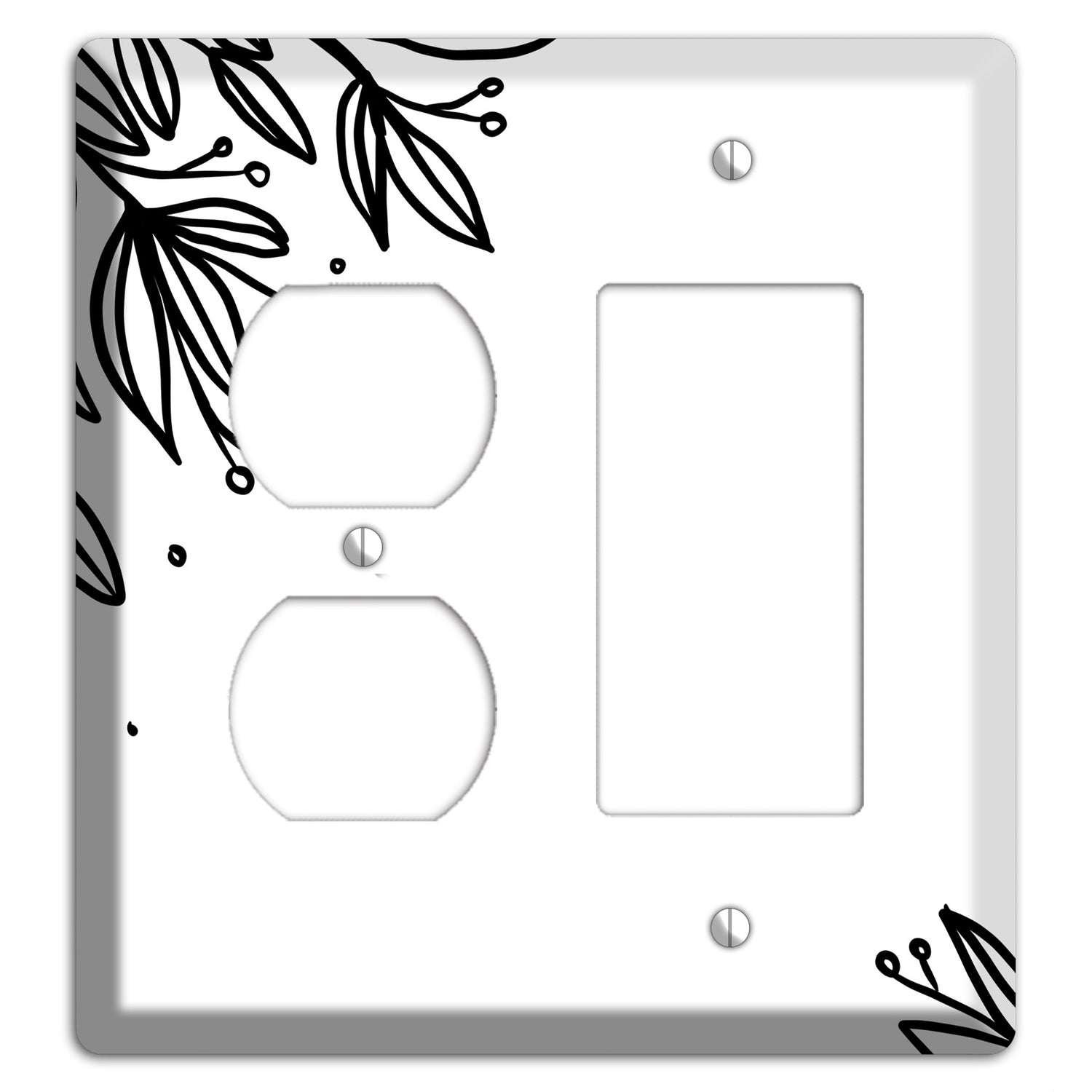 Hand-Drawn Floral 9 Duplex / Rocker Wallplate