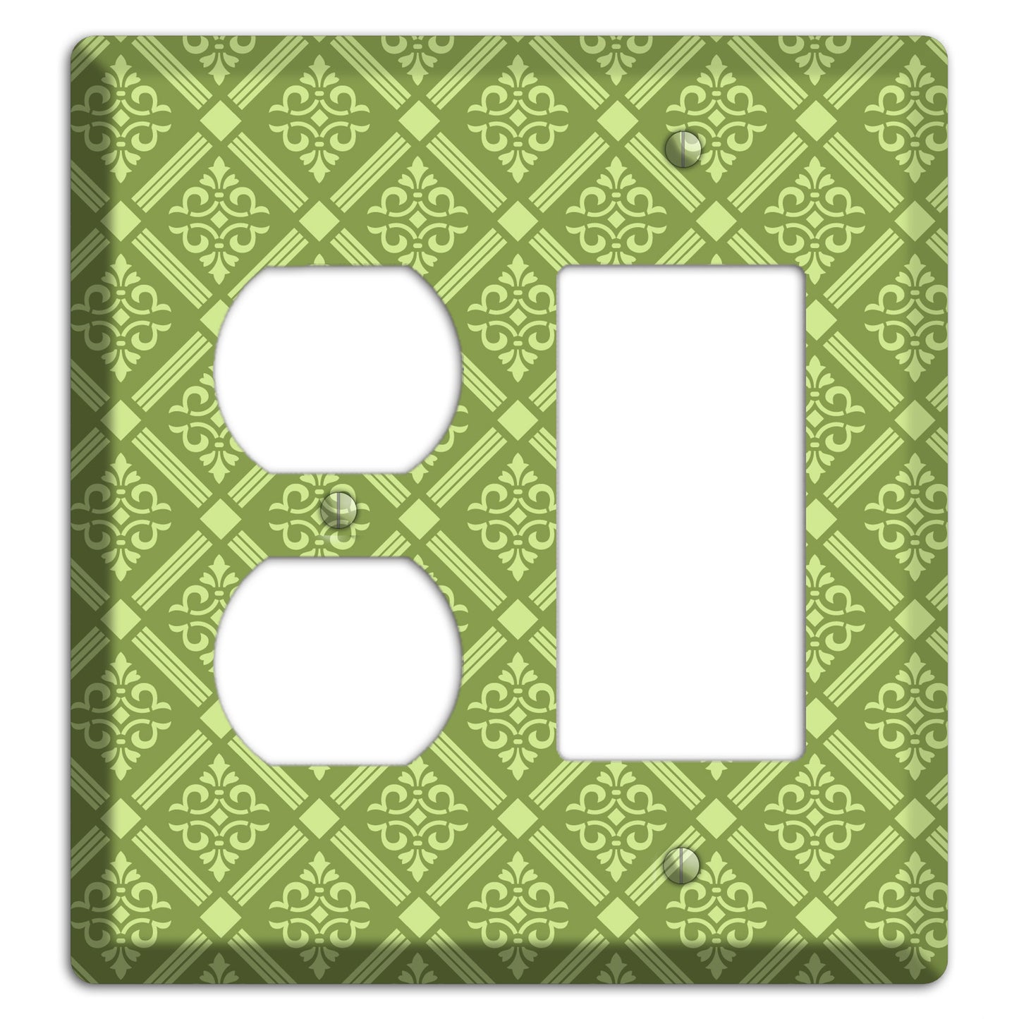 Green Damask diamonds Duplex / Rocker Wallplate