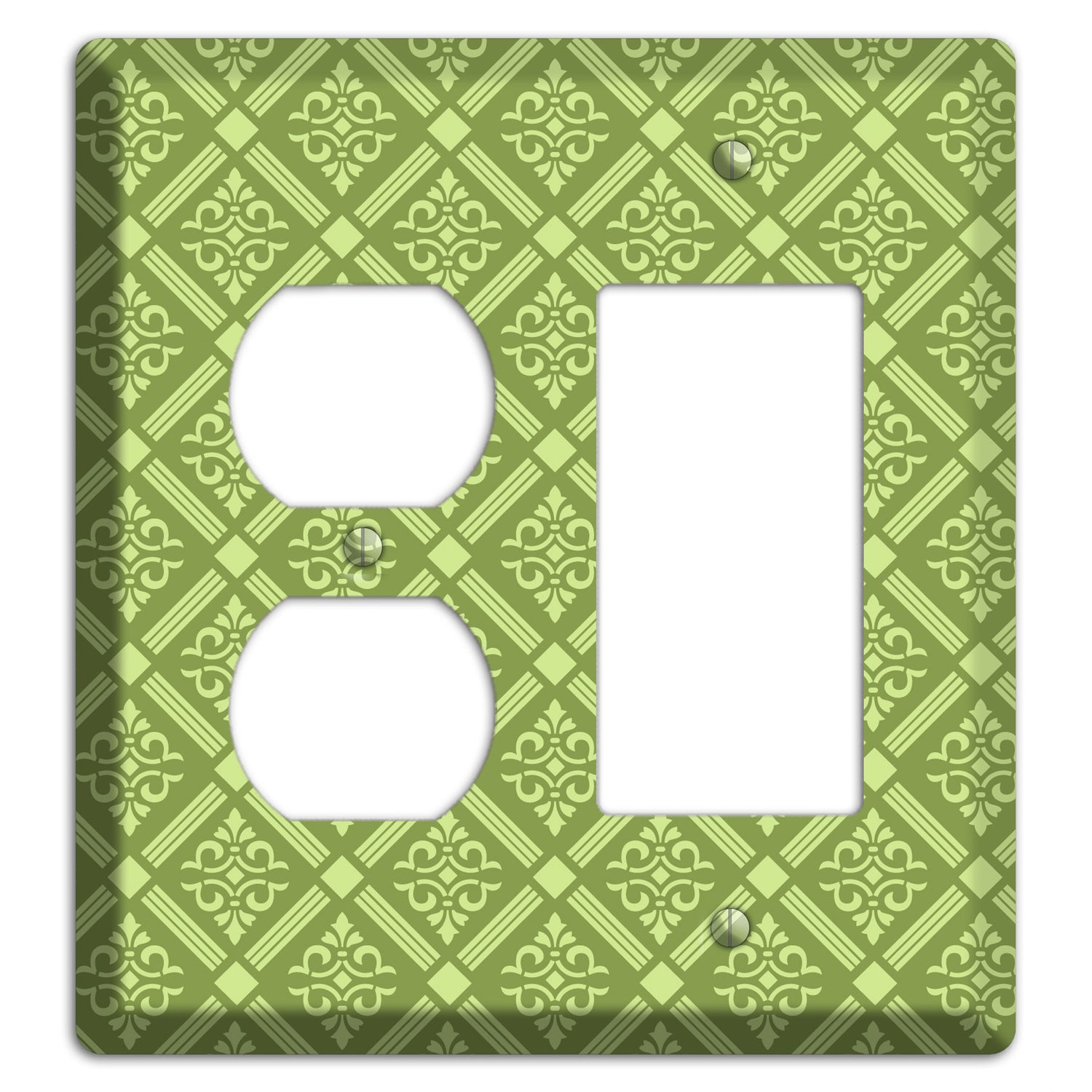 Green Damask diamonds Duplex / Rocker Wallplate