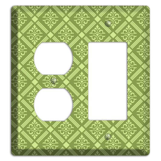 Green Damask diamonds Duplex / Rocker Wallplate