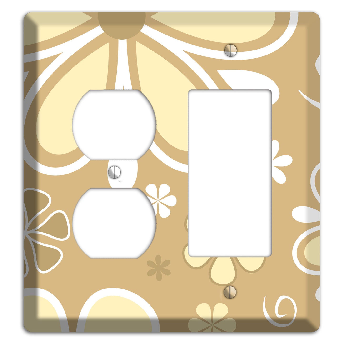 Beige Retro Flowers Duplex / Rocker Wallplate