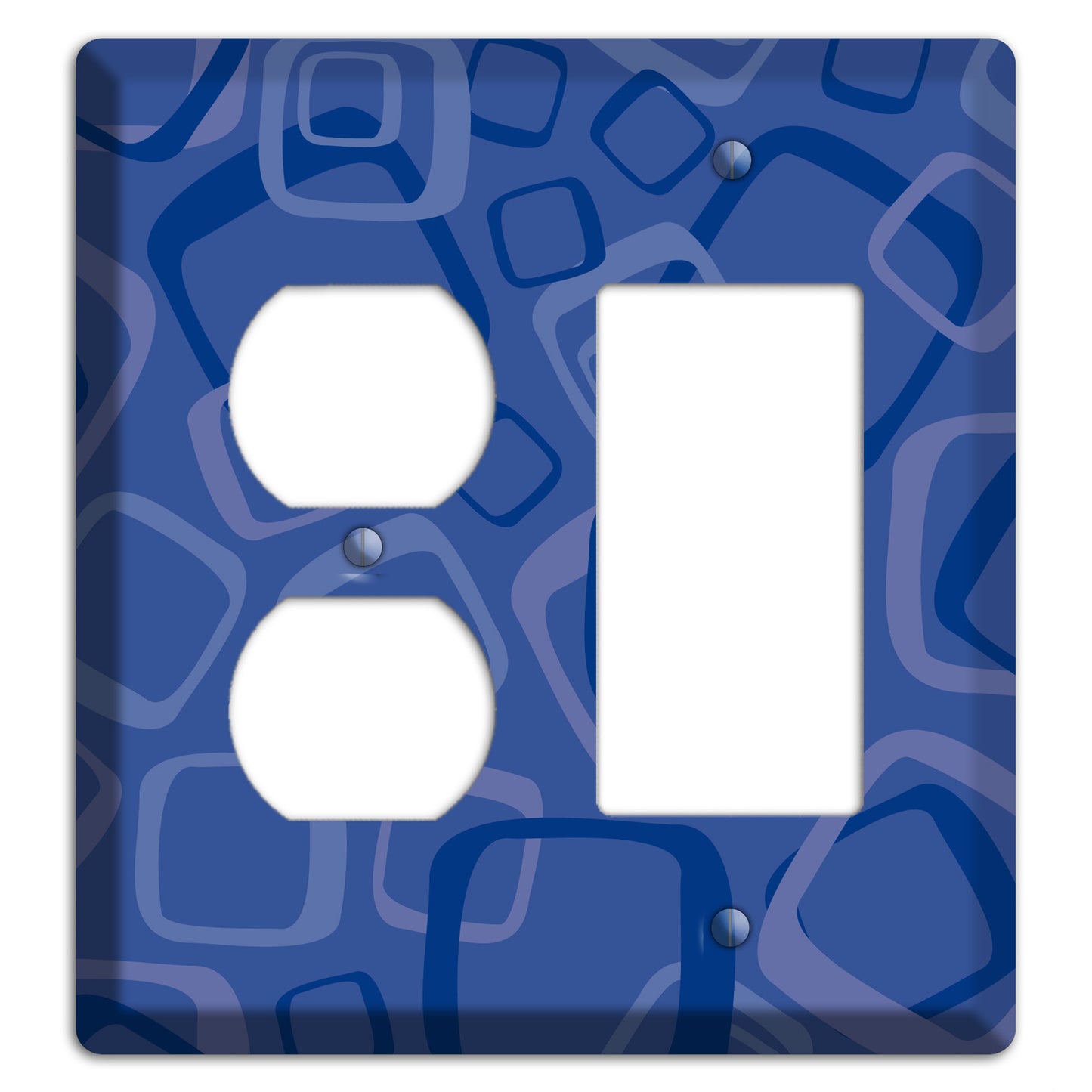 Multi Blue Random Retro Squares Duplex / Rocker Wallplate