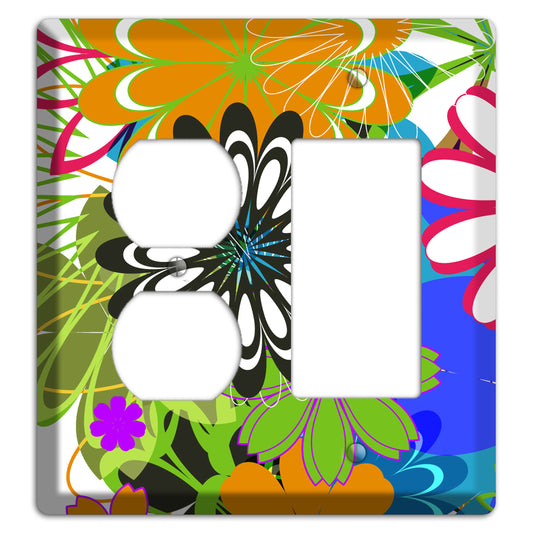 Multi Retro Flowers Duplex / Rocker Wallplate