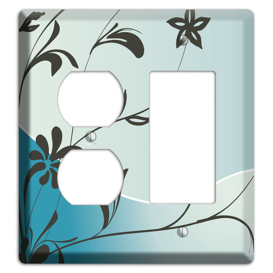 Blue-grey Flowers Duplex / Rocker Wallplate