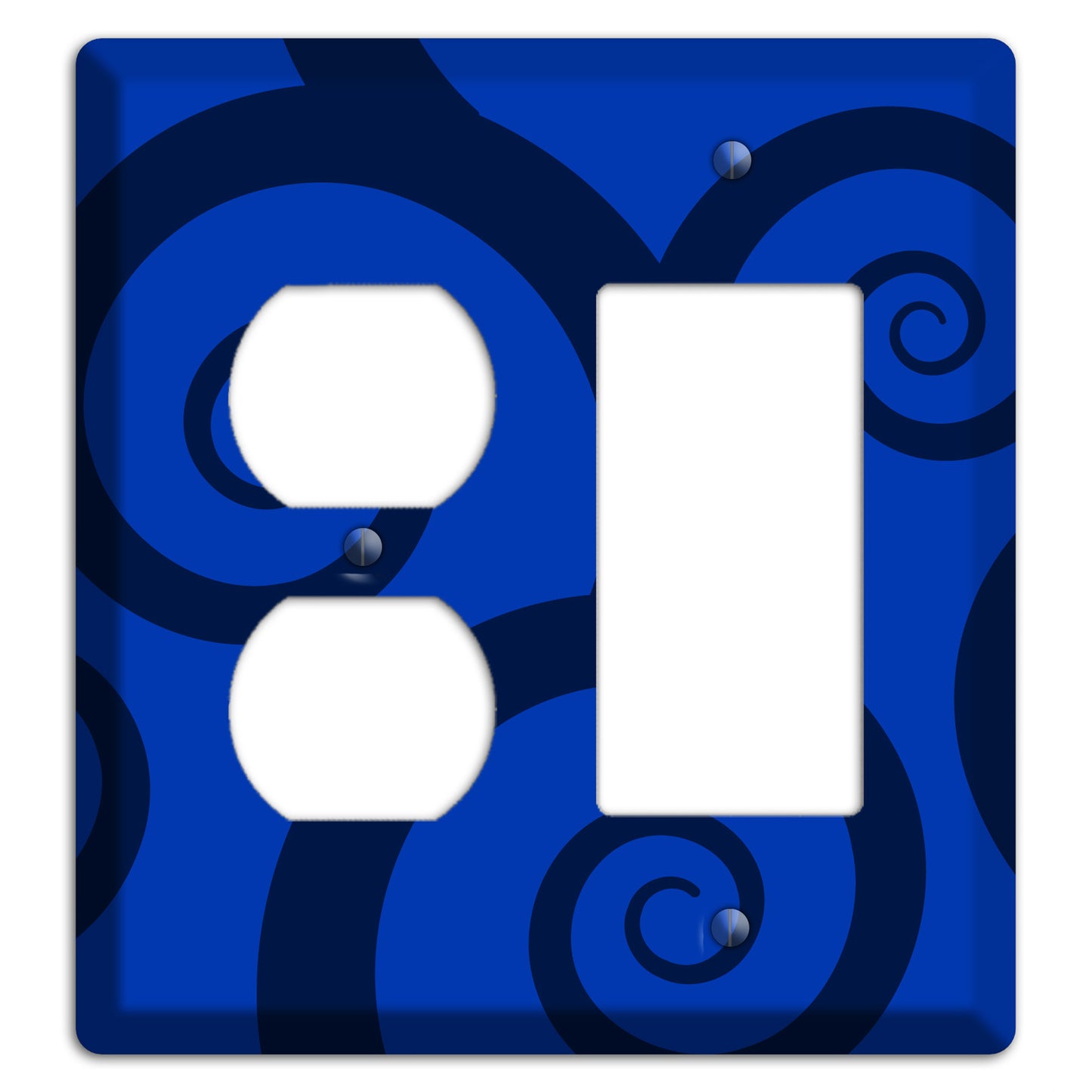 Blue Large Swirl Duplex / Rocker Wallplate