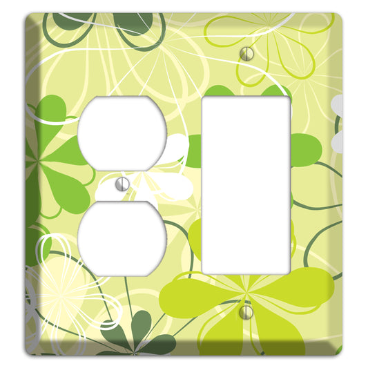 Green Retro Flowers Duplex / Rocker Wallplate