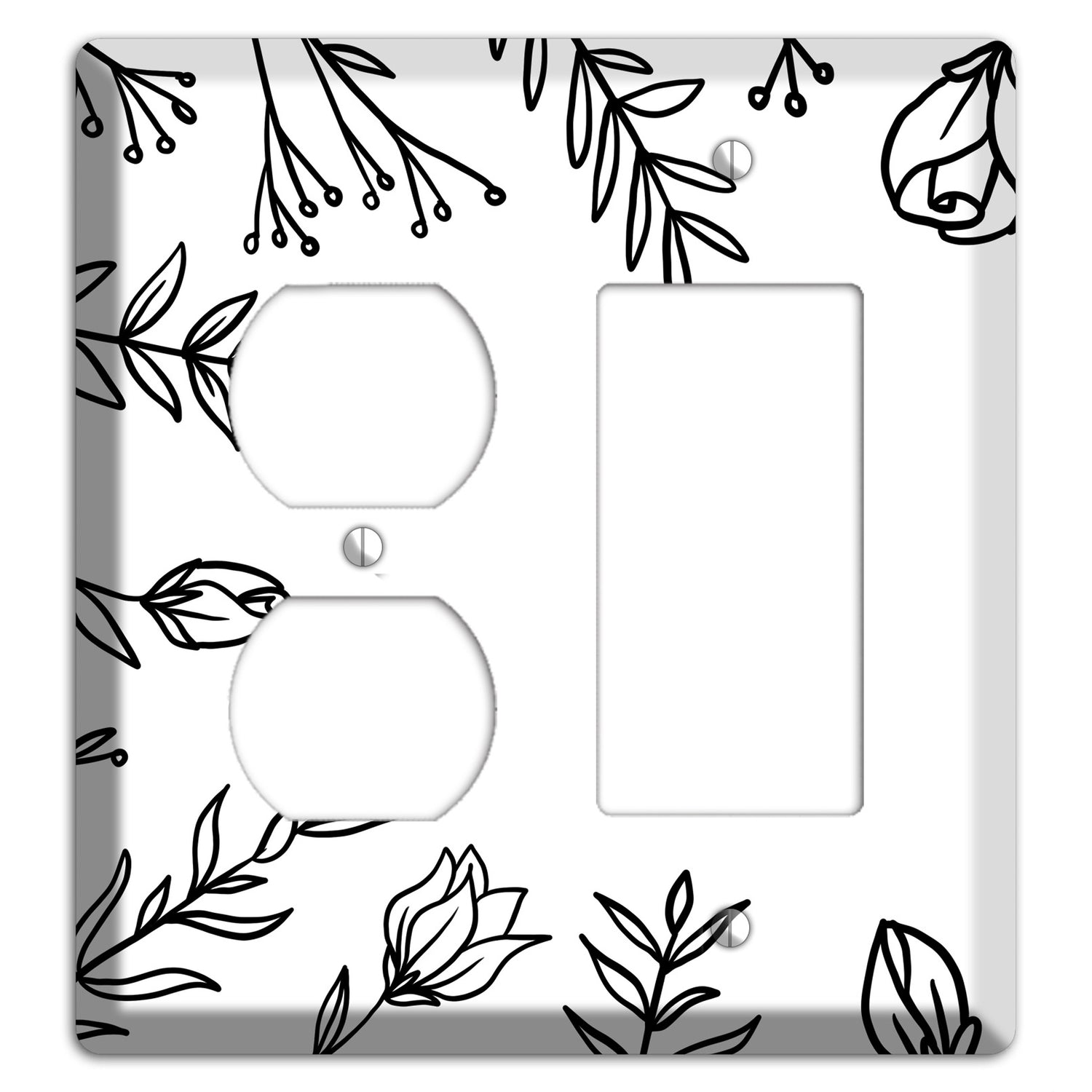 Hand-Drawn Floral 36 Duplex / Rocker Wallplate