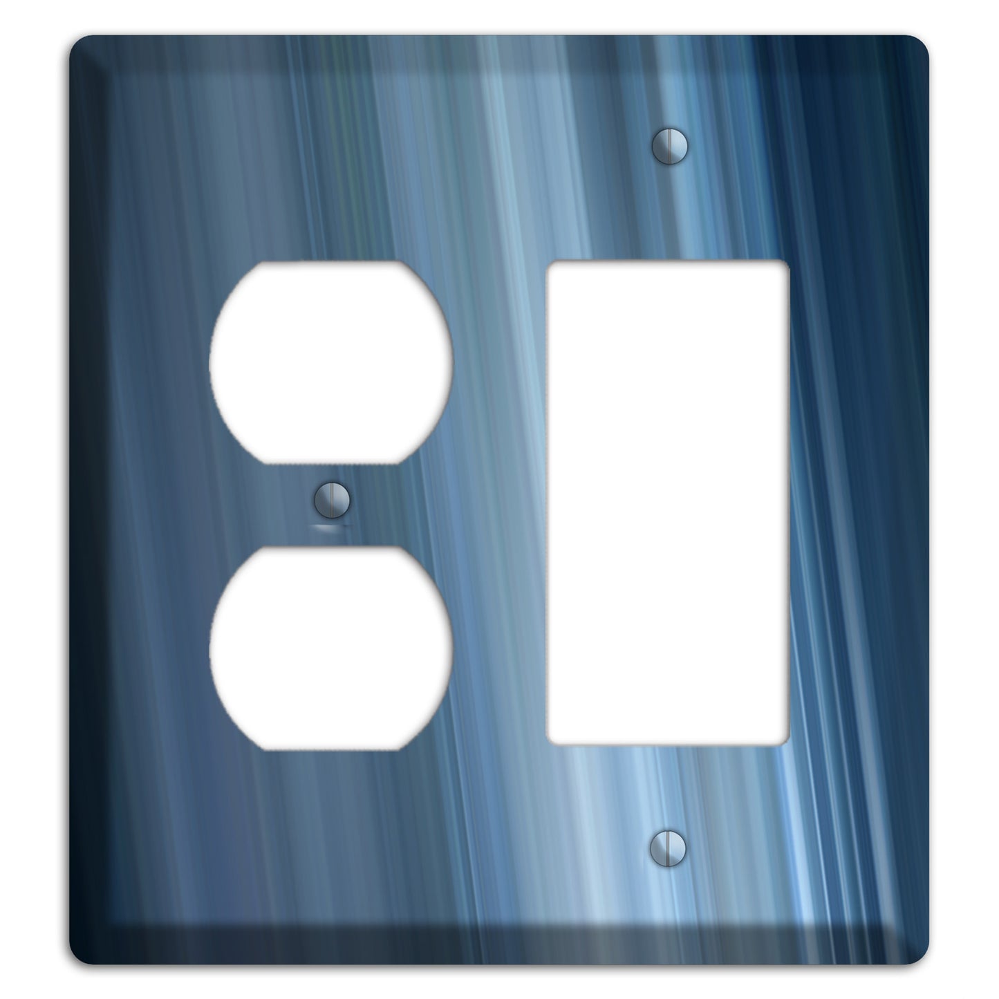 Brushed Blue Stripes Duplex / Rocker Wallplate