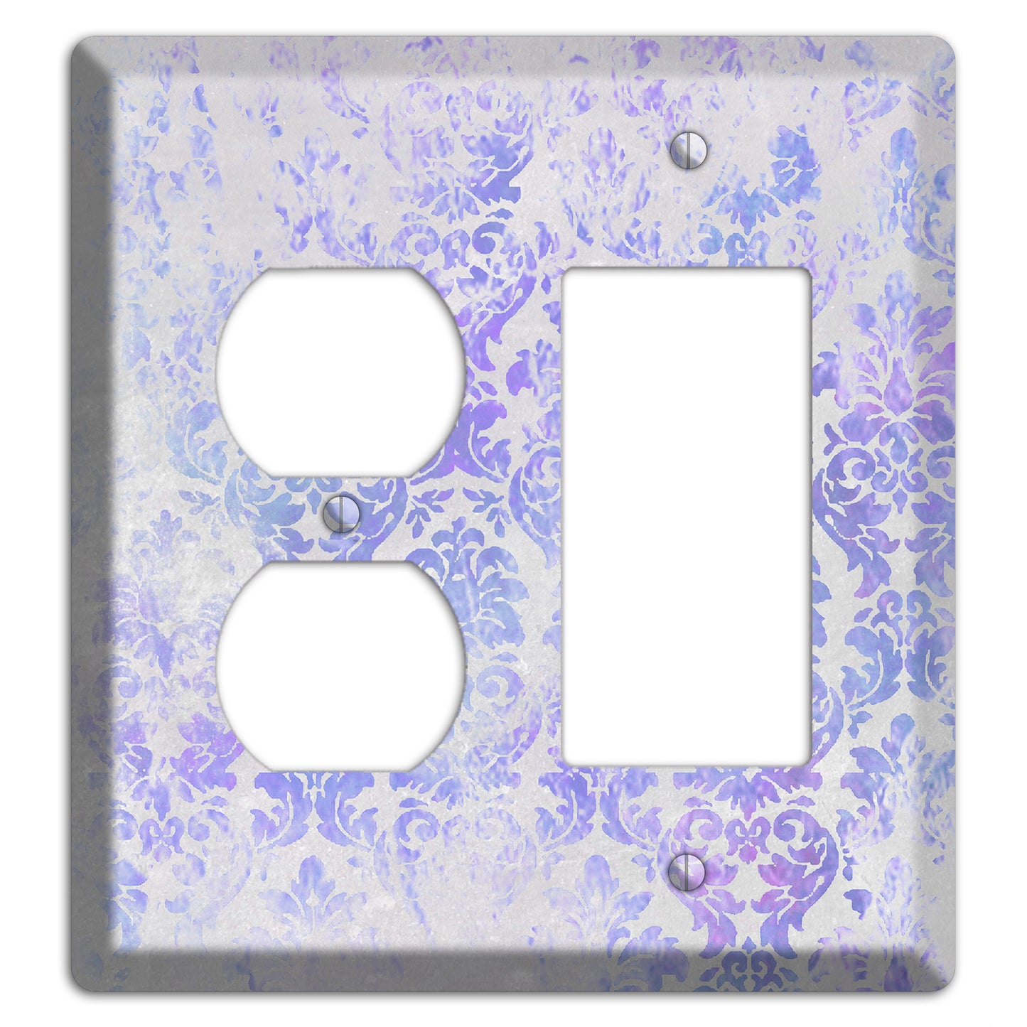 Periwinkle Gray Whimsical Damask Duplex / Rocker Wallplate