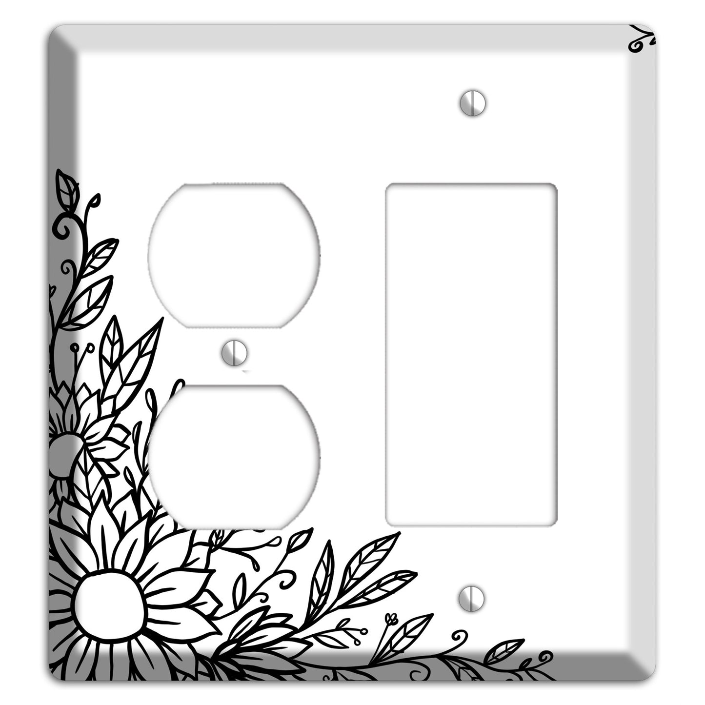 Hand-Drawn Floral 6 Duplex / Rocker Wallplate