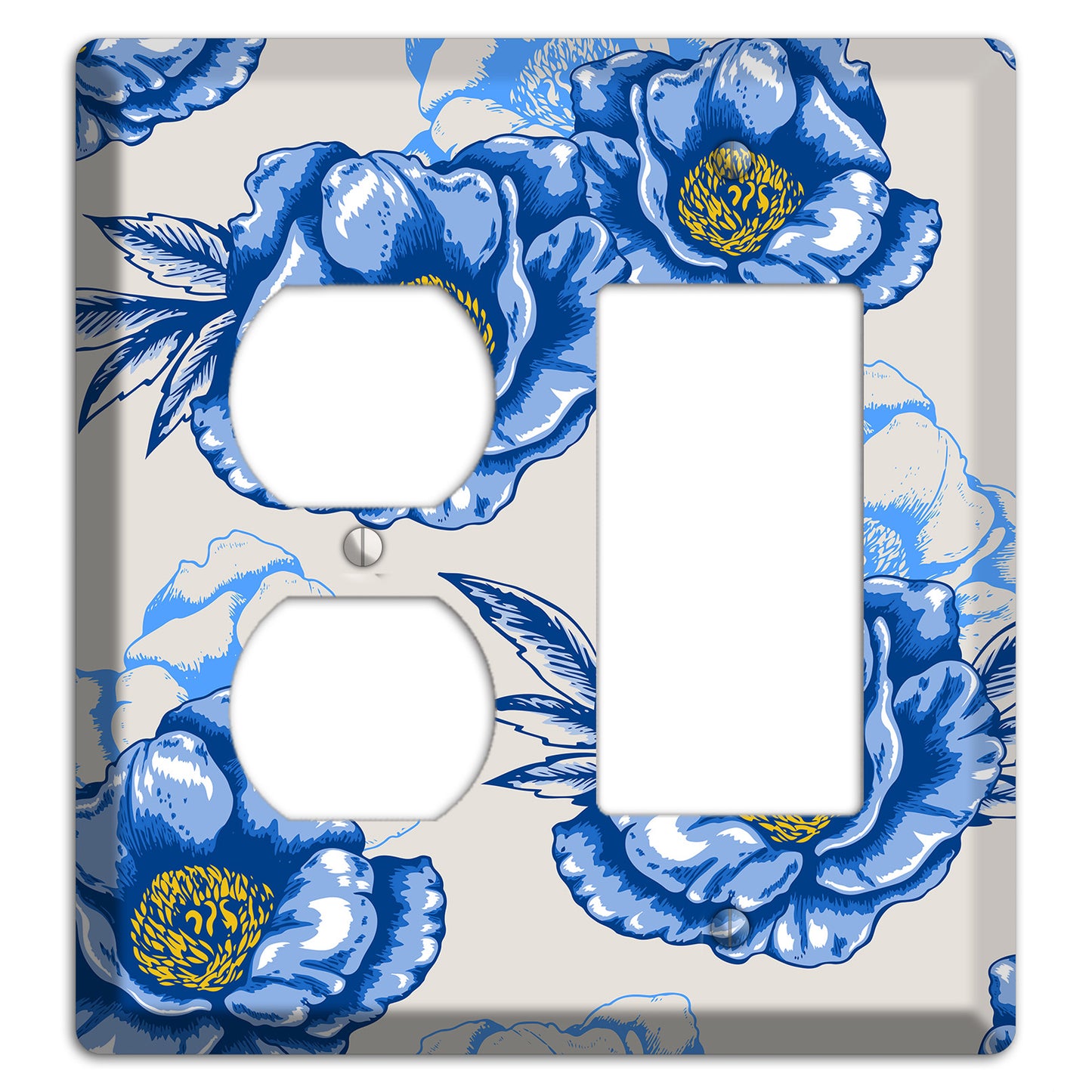 Blue Peony Duplex / Rocker Wallplate