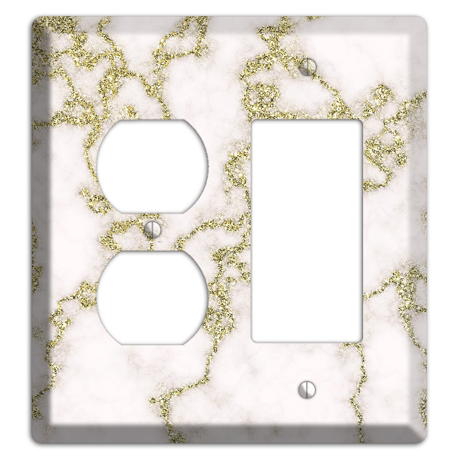 White and Gold Marble Shatter Duplex / Rocker Wallplate