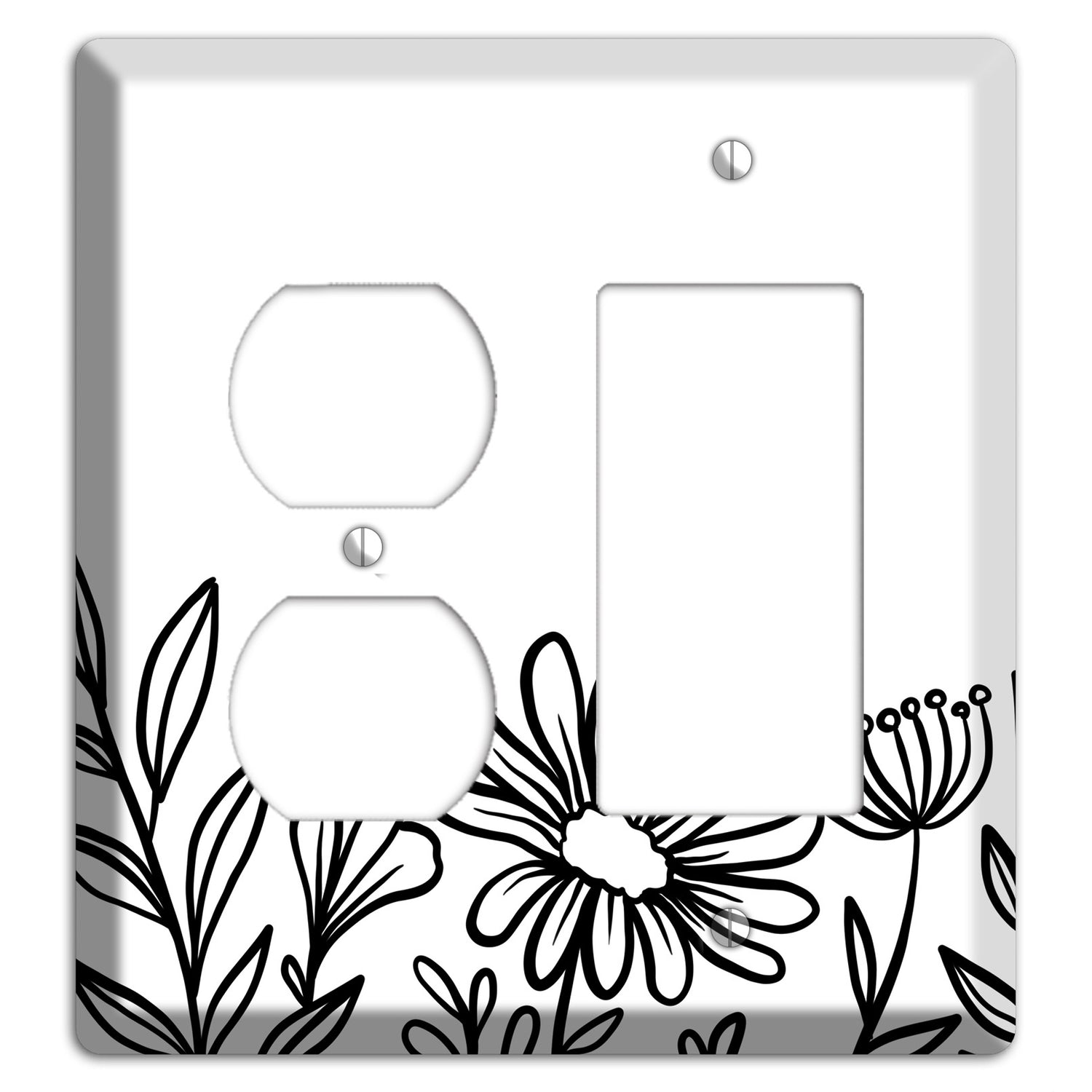 Hand-Drawn Floral 10 Duplex / Rocker Wallplate