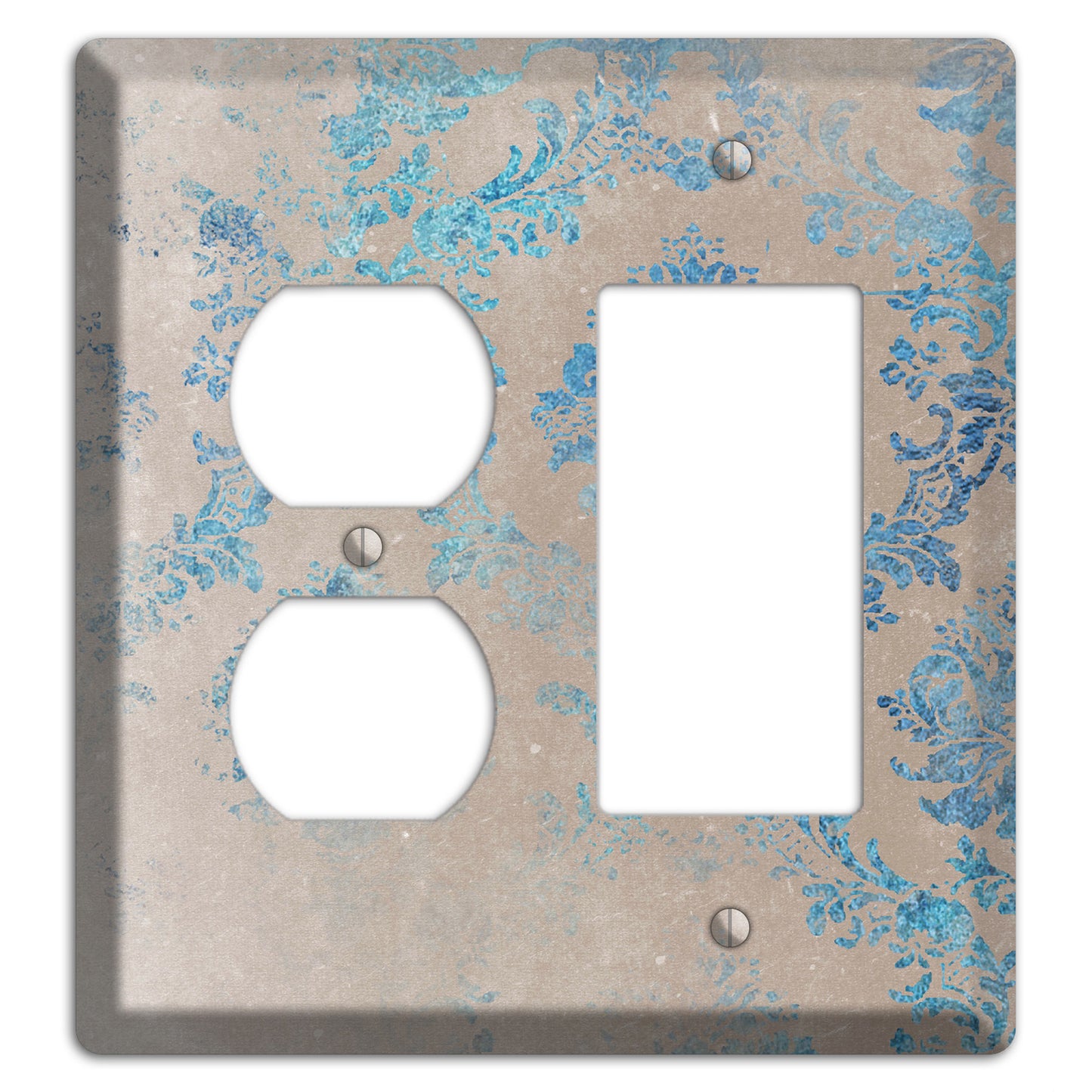 Pewter Whimsical Damask Duplex / Rocker Wallplate