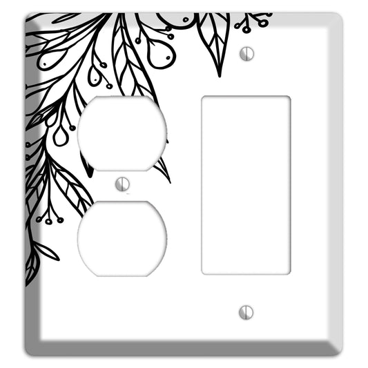 Hand-Drawn Floral 23 Duplex / Rocker Wallplate